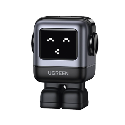 Cargador Mini GaNRobot 30W serie UNO | 1 USB-C de Carga Rápida | Tecnología GaN II | Multiprotocolo PD/QC/SCP/FCA | Carga Inteligente | Pantalla LED | Zapato Magnético Extraíble | Thermal Guard | Color Negro.