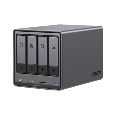 NASync DXP4800 Plus | SO UGOS Pro | Pentium Gold 8505 Intel® Core™ i5 | 4-Bahias (SATA) hasta 96TB | 2* M.2 SSD hasta 16TB | 8GB DDR5 (Exp. a 64GB) | 2 Ethernet | HDMI 4K | 2* USB2.0 | 1*USB 3.2Gen1 | 1* USB 3.2Gen2 | 1*USB-C 3.2Gen2 | SD 3.0