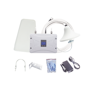 Kit Amplificador de Señal Celular 4G LTE, 3G y Voz. Funciona con Todos los Operadores. Soporta Múltiples Dispositivos y Tecnologías. Hasta 900 m² de Cobertura