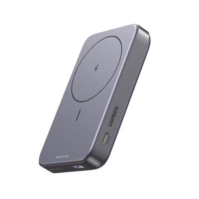 Power Bank MagSafe de 10000mAh NEXODE | 20W | 1 USB-C | 1 USB-A | Carga Rápida bidireccional | Soporta modo Standby | Soporte Plegable | Ultra Delgado | Ultra ligero | Compatible con iPhone 15/14/13/12 | Color Gris.