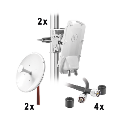Enlace Backhaul completo de alta capacidad, incluye: 2x PTP550CE, 2x NP2GEN2 (34 dBi), 4x Jumpers