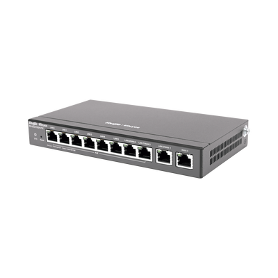 Router Balanceador con Función SD-WAN, 6 puertos LAN y 2 puertos LAN/WAN POE+ af/at gigabit hasta 110w, 1 puertos LAN/WAN gigabit y 1 Puerto WAN gigabit, hasta 350 clientes con desempeño de 1.5 Gbps asimétricos