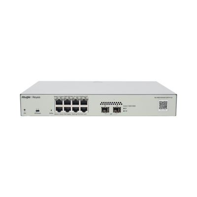 Switch Administrable PoE Capa 2 con 8 puertos Gigabit PoE 802.3af/at + 2 SFP para fibra 1Gb, gestión gratuita desde la nube, 125w