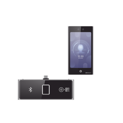 Terminal Facial Min Moe WiFi con pantalla de 7" y Lector de Huellas, Códigos QR y Bluetooth / Exterior IP65 / 10,000 rostros y 50,000 tarjetas / Soporta módulo lector de Huella, QR y Bluetooth / HIK-IA